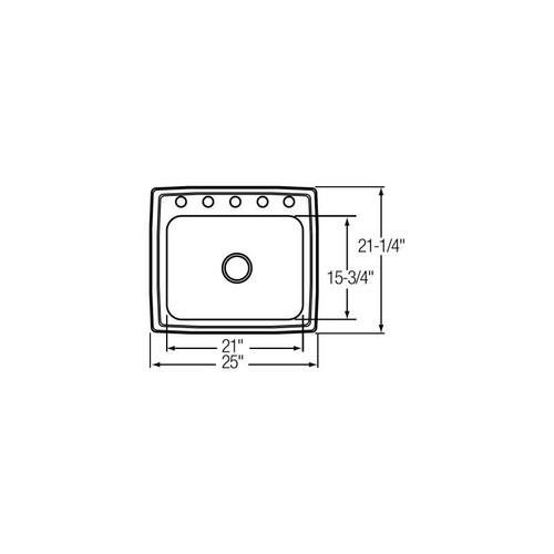 25" x 21-1/4" x 7-1/2" 20 Gauge Stainless Steel Single Bowl Drop-in Kitchen Sink with 4 Faucet Holes in Brushed Satin