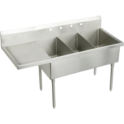 Elkay SS8372LOF3 Commercial Scullery Sink with 3 Faucet Holes in Buffed Satin