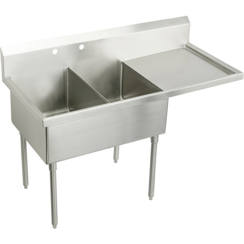Elkay WNSF8248R4 Commercial Scullery Sink with 4 Faucet Holes in Buffed Satin