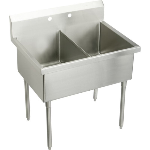 Elkay WNSF82544 Commercial Scullery Sink with 4 Faucet Holes in Buffed Satin