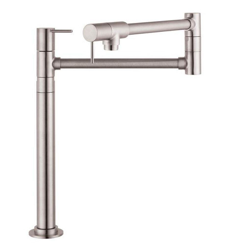 Deck Mounted Double-Jointed Pot Filler in Steel Optic