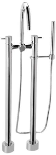 Two Handle Freestanding Tub Filler with Handheld Shower in Polished Chrome