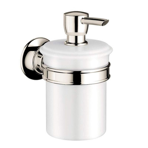 Soap Lotion Dispenser Porcelain Wall Mounted with 8oz Capacity in Polished Nickel