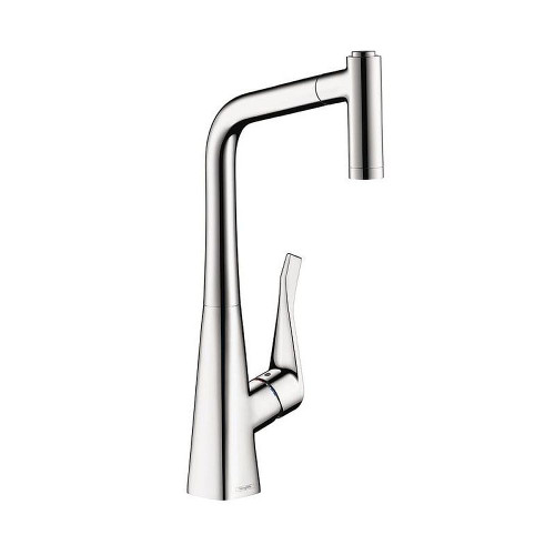Hansgrohe 14820001 Metris Pull-Out Kitchen Faucet with High-Arc Spout, Magnetic Docking and Locking Spray Diverter in Chrome