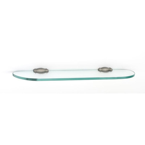 Alno Charlie's Collection A6750-24-SN 24-in Glass Shelf with Brackets Transitional in Satin Nickel