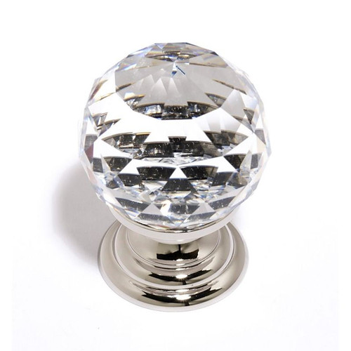 Alno Crystal C210-CLR/PN Traditional Knob in Polished Nickel