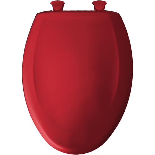 Plastic Elongated Slow-Close Toilet Seat in Red