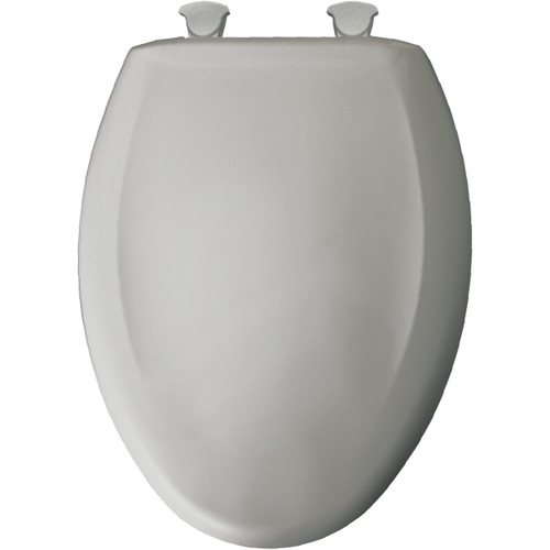 Plastic Elongated Slow-Close Toilet Seat in Silver
