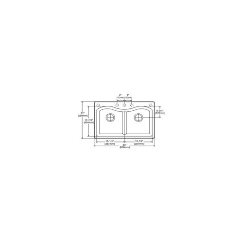 Double Bowl Top Mount Sink with Pre-scores for up to 4 Faucet Holes in White