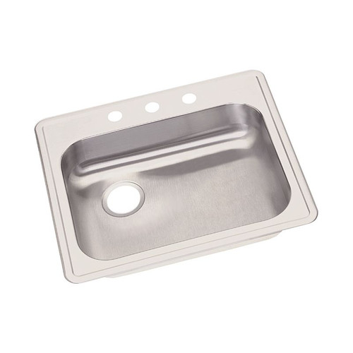 Dayton GE12522L3 Stainless Steel Single Bowl Top Mount Sink with 3 Faucet Holes in Satin