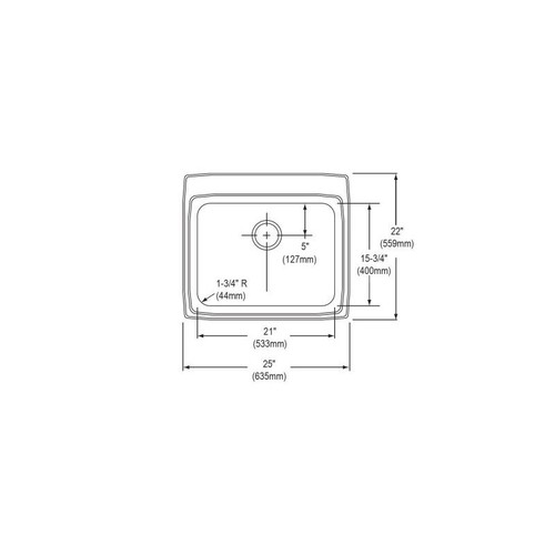 25" x 22" x 6" 18 Gauge Stainless Steel Single Bowl Drop-in ADA Kitchen Sink with 3 Faucet Holes in Lustrous Satin