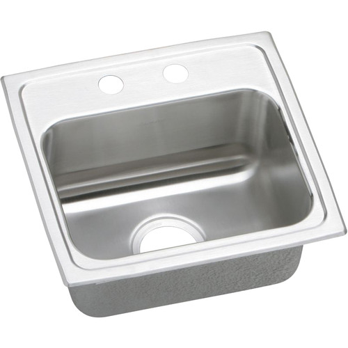 17" x 16" x 5-1/2" 18 Gauge Stainless Steel Single Bowl Quick-Clip Drop-in ADA Kitchen Sink with 2 Faucet Holes in Lustrous Satin