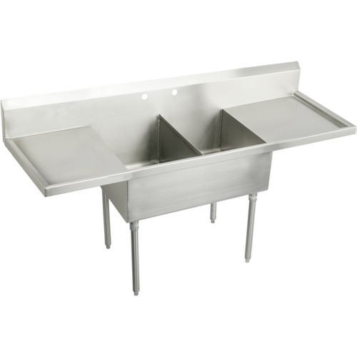 Elkay SS8230LROF2 Commercial Scullery Sink with 2 Faucet Holes in Buffed Satin