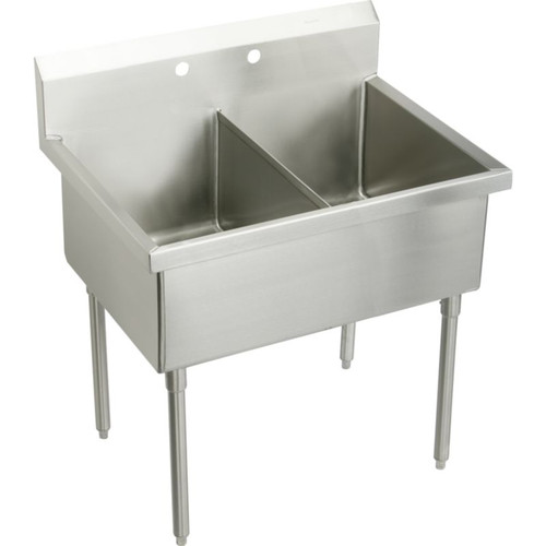 Elkay WNSF82604 Commercial Scullery Sink with 4 Faucet Holes in Buffed Satin