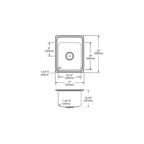 17" x 22" x 10-1/8" 18 Gauge Stainless Steel Single Bowl Drop-in Kitchen Sink with 3 Faucet Holes in Lustrous Satin