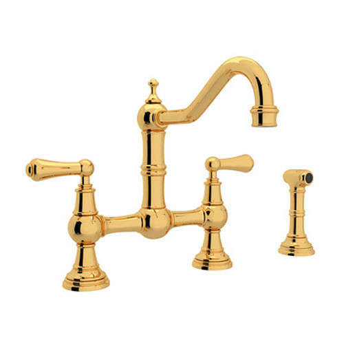 Rohl U.4756L-IB-2 Bridge Kitchen Faucet in English Gold