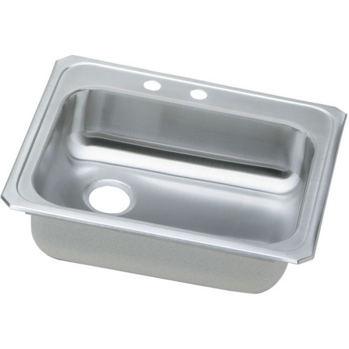 Stainless Steel Single Bowl Top Mount Sink with MR2 Faucet Holes in Brushed Satin
