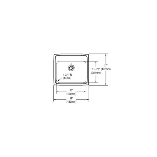 19" x 17" x 6-1/8" 20 Gauge Stainless Steel Single Bowl Drop-in Bathroom Sink with Overflow Assembly and 1 Faucet Hole in Brushed Satin
