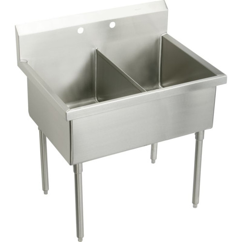 Elkay WNSF82484 Commercial Scullery Sink with 4 Faucet Holes in Buffed Satin