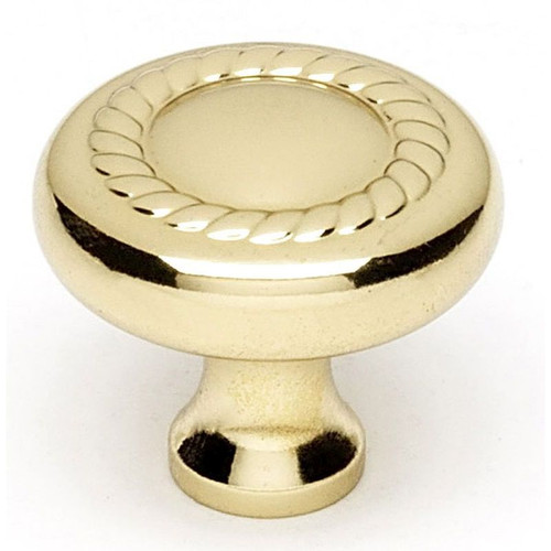 Alno Rope A812-1-PB Knob Traditional 1-in in Polished Brass