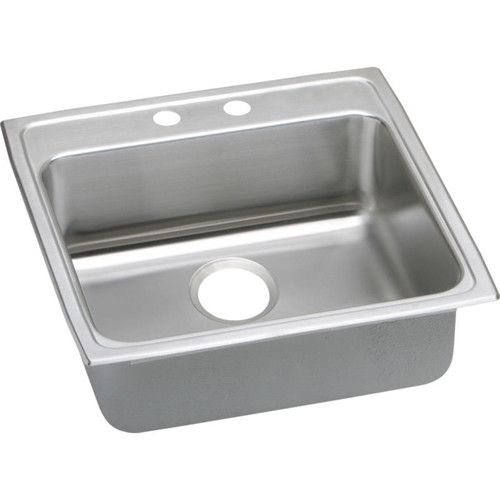 22" x 22" x 6-1/2" 18 Gauge Stainless Steel Single Bowl Drop-in ADA Kitchen Sink with 2 Faucet Holes in Lustrous Satin