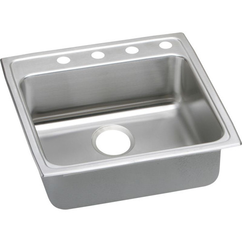 22" x 22" x 6-1/2" 18 Gauge Stainless Steel Single Bowl Drop-in ADA Kitchen Sink with 4 Faucet Holes in Lustrous Satin