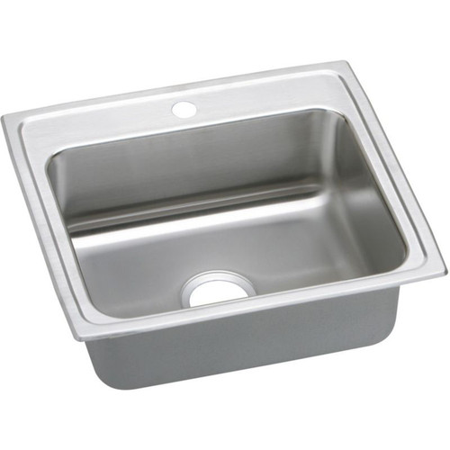 25" x 21-1/4" x 6" 18 Gauge Stainless Steel Single Bowl Quick-Clip Drop-in ADA Kitchen Sink with 1 Faucet Hole in Lustrous Satin