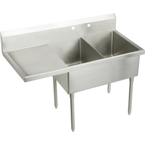 Elkay SS8254L2 Commercial Scullery Sink with 2 Faucet Holes in Buffed Satin