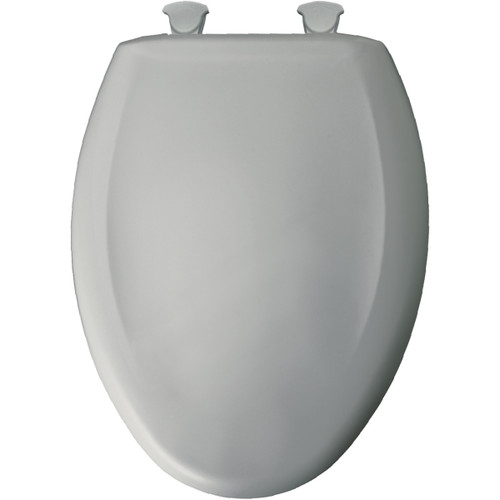 Plastic Elongated Slow-Close Toilet Seat in Ice Grey