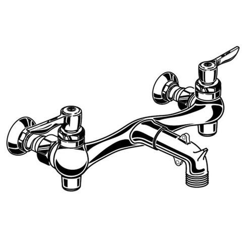 Exposed Yoke Wall Mount Service Sink Faucet with Vandal - Resistant Handles and 3" Spout in Rough Chrome