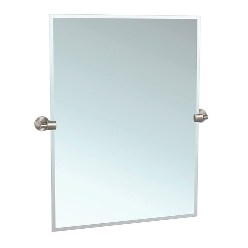 23-1/2 Inch Beveled Edge Tilting Rectangular Wall Mirror in Satin Nickel