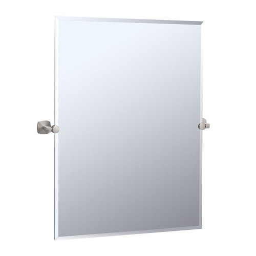 Large Rectangular Tilting Wall Mirror in Brushed Nickel