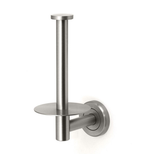 Traditional Upright Bathroom Tissue Holder in Satin Nickel