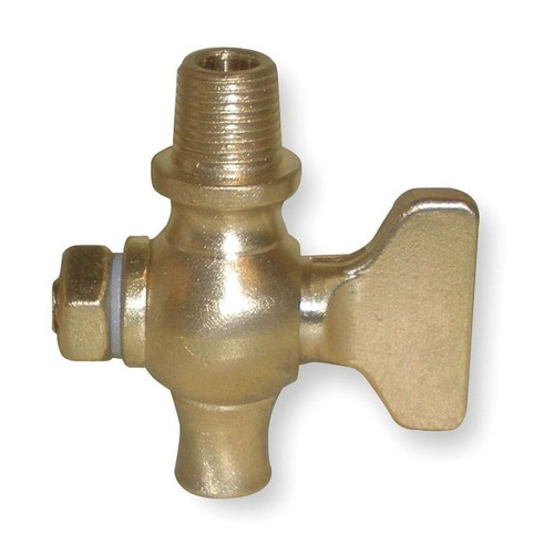 1/4-in Brass Air Cock, Nut Bottom Type, MNPT Round Shoulder x Straight Nose Connection Type