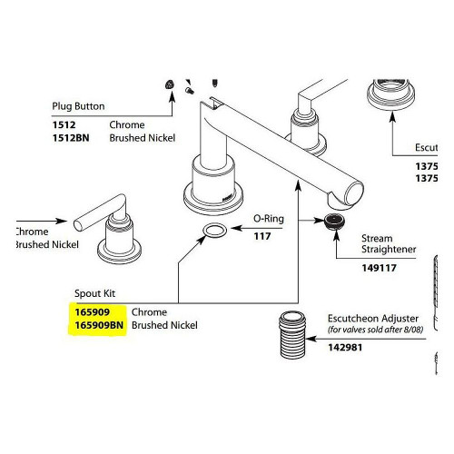 8-5/64in Tub Spout (With Diverter) in Chrome