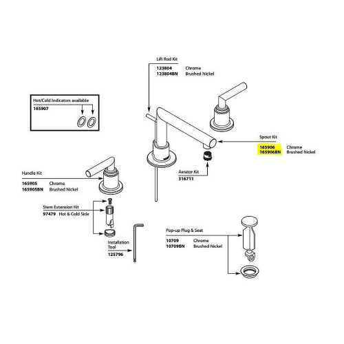 Moen 165906 Replacement Spout Kit in Chrome