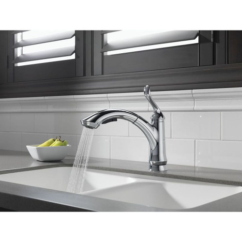 Single Handle Water Efficient Pull-Out Kitchen Faucet in Polished Chrome