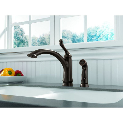 Delta 4453-RB-DST Linden Single Handle Kitchen Faucet with Spray in Venetian Bronze