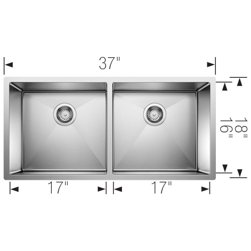 18-In X 37-In Double-Basin Undermount Kitchen Sink in Stainless Steel