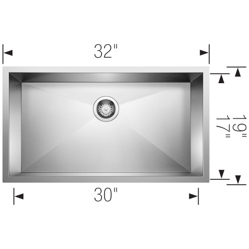 19-In X 32-In Single-Basin Undermount Residential Kitchen Sink in Stainless Steel