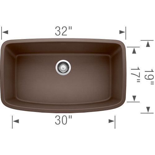 32-In X 19-In Single-Basin Granite Undermount Residential Kitchen Sink in Cafe Brown