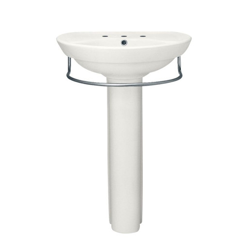 Two-Piece Pedestal and Lavatory with Three Faucet Holes (8 Centers) in White