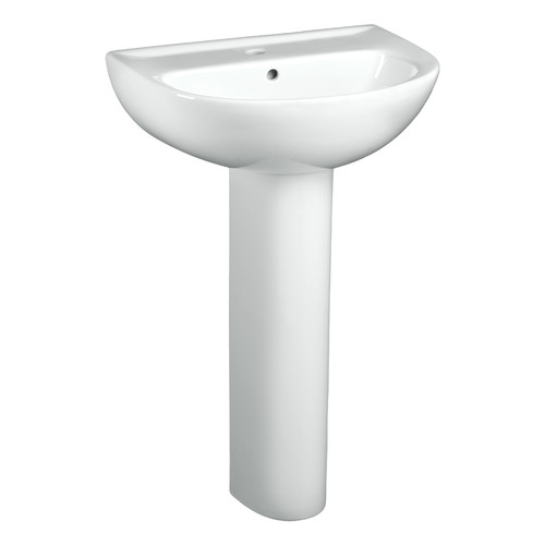 22 Two-Piece Lavatory and Pedestal with Single Faucet Hole in White