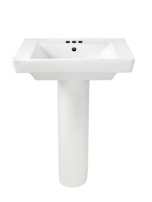 Two Piece Pedestal and Lavatory with Three Faucet Holes (4 Centers) in White
