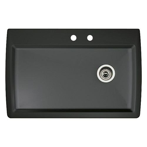 22-In X 33.5-In Single-Basin Granite Drop-In Or Undermount 2-Hole Residential Kitchen Sink in Anthracite