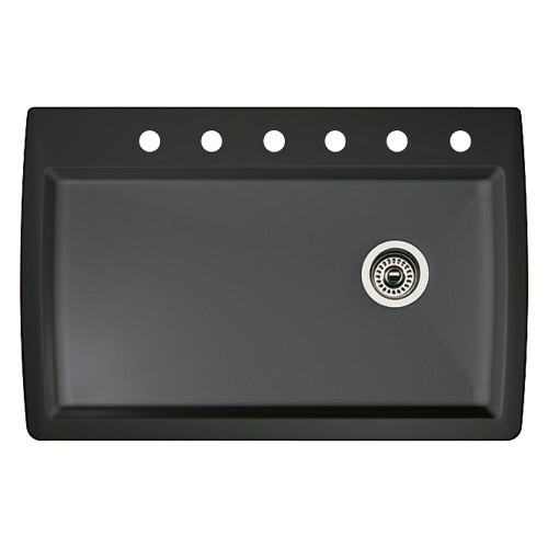 22-In X 33.5-In Single-Basin Granite Drop-In Or Undermount 6-Hole Residential Kitchen Sink in Anthracite