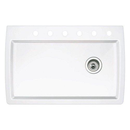 22-In X 33.5-In Single-Basin Granite Drop-In Or Undermount 6-Hole Residential Kitchen Sink in White
