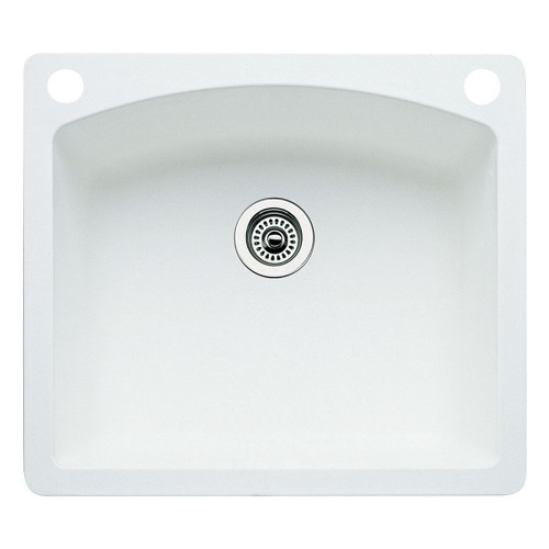22-In X 25-In Single-Basin Granite Drop-In Or Undermount 2-Hole Residential Kitchen Sink in White