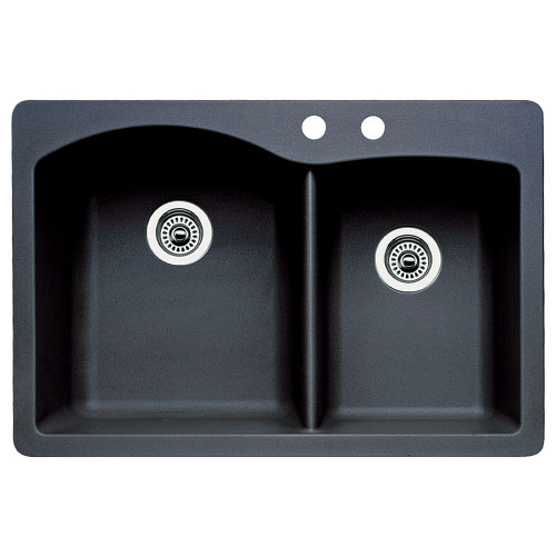 Blanco 440215-2 22-In X 33-In Double-Basin Granite Drop-In Or Undermount 2-Hole Residential Kitchen Sink in Anthracite