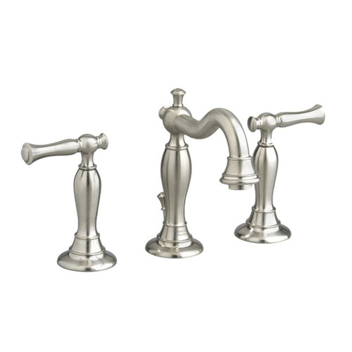 Widespread Lavatory Faucet with Metal Lever Handles and Metal Speed Connect Pop-Up Drain in Satin